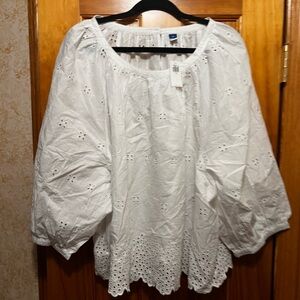 NWT Old Navy White Eyelet Blouse
